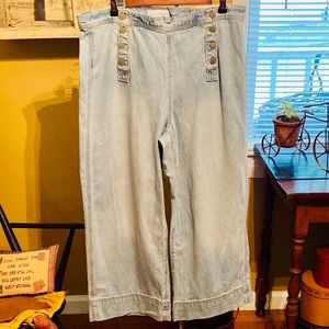 Nwt Loft High Rise Wide Leg Crop Jeans Size 12/31